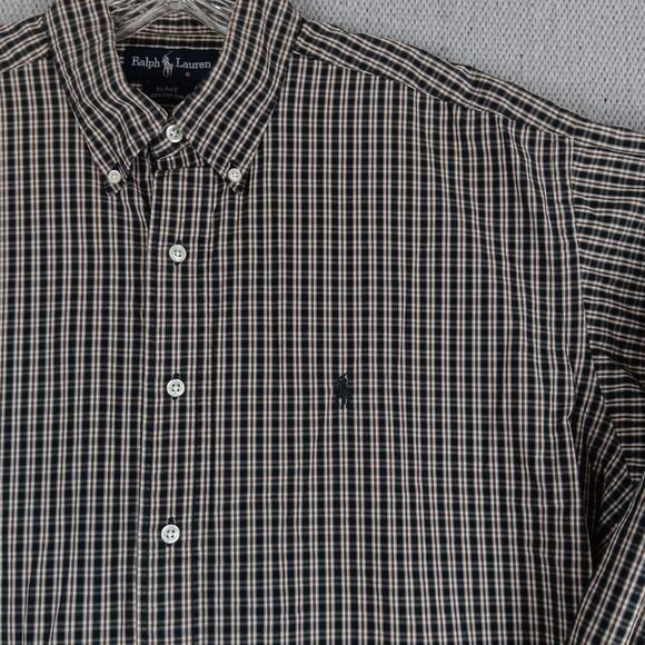 Vintage Ralph Lauren Blake Shirt Mens Large Brown/Navy Check Button Down Preppy - Picture 3 of 12